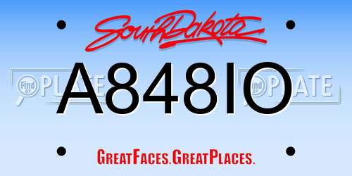 A848IO South Dakota License Plate