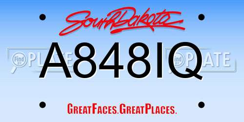 A848IQ South Dakota License Plate