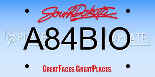 A84BIO South Dakota License Plate