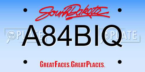 A84BIQ South Dakota License Plate