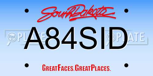 A84SID South Dakota License Plate