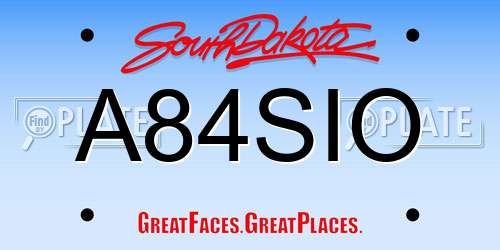 A84SIO South Dakota License Plate