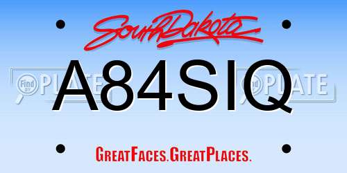A84SIQ South Dakota License Plate
