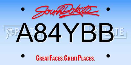 A84YBB South Dakota License Plate