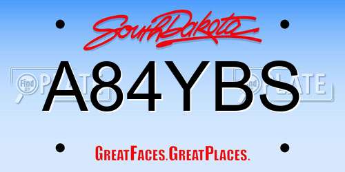 A84YBS South Dakota License Plate