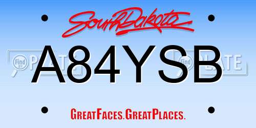 A84YSB South Dakota License Plate
