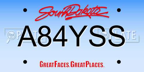 A84YSS South Dakota License Plate