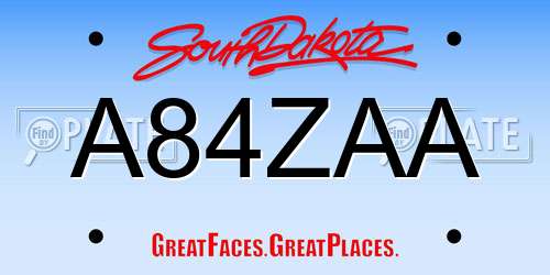 A84ZAA South Dakota License Plate