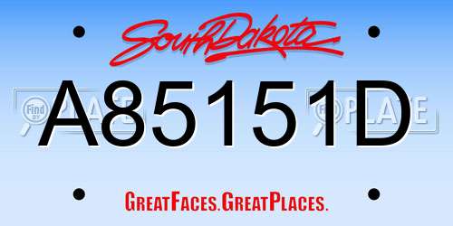 A85151D South Dakota License Plate