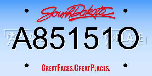 A85151O South Dakota License Plate