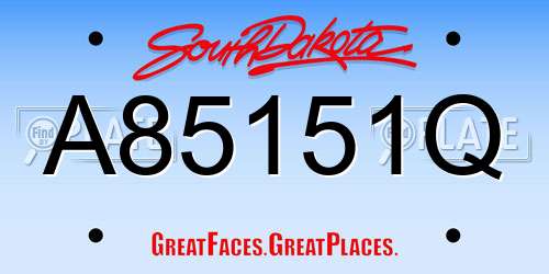 A85151Q South Dakota License Plate