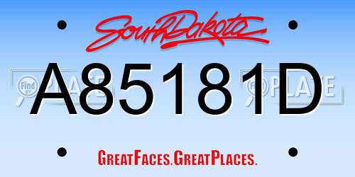 A85181D South Dakota License Plate