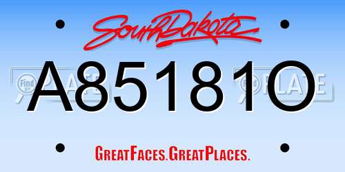 A85181O South Dakota License Plate