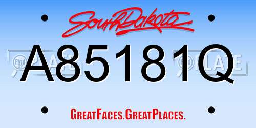 A85181Q South Dakota License Plate