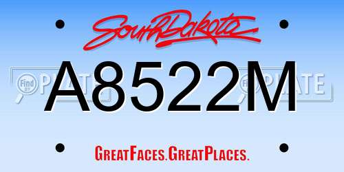 A8522M South Dakota License Plate