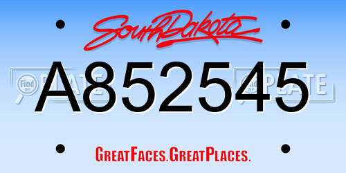 A852545 South Dakota License Plate