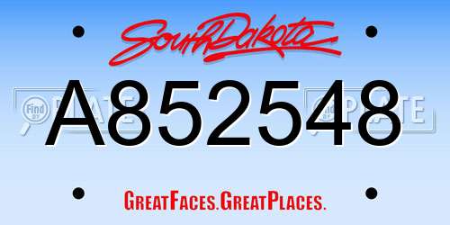 A852548 South Dakota License Plate