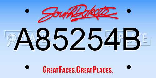 A85254B South Dakota License Plate