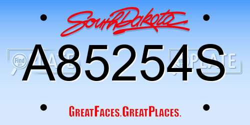 A85254S South Dakota License Plate