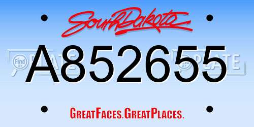 A852655 South Dakota License Plate