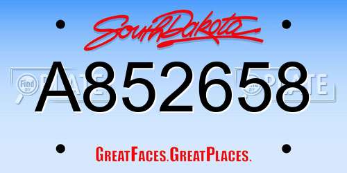 A852658 South Dakota License Plate