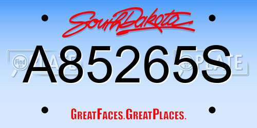 A85265S South Dakota License Plate