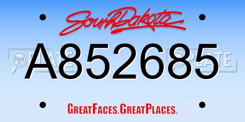 A852685 South Dakota License Plate