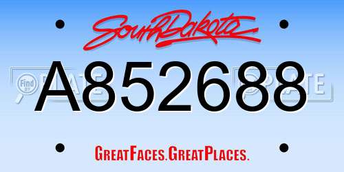 A852688 South Dakota License Plate