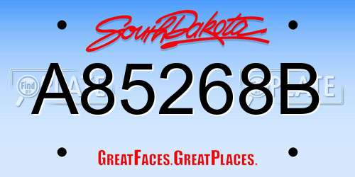 A85268B South Dakota License Plate
