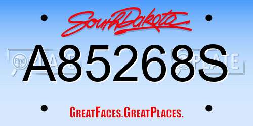 A85268S South Dakota License Plate
