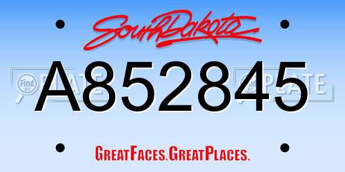 A852845 South Dakota License Plate