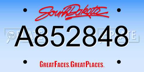 A852848 South Dakota License Plate
