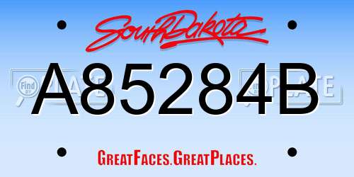A85284B South Dakota License Plate