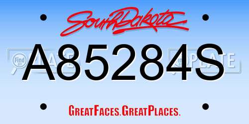 A85284S South Dakota License Plate
