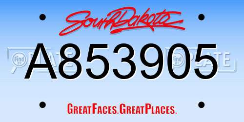A853905 South Dakota License Plate