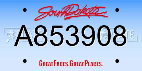 A853908 South Dakota License Plate