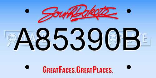 A85390B South Dakota License Plate