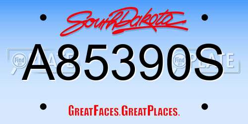 A85390S South Dakota License Plate