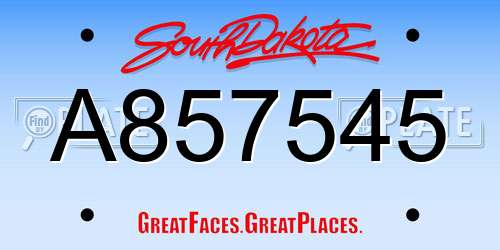 A857545 South Dakota License Plate