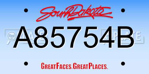 A85754B South Dakota License Plate