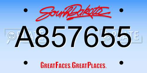 A857655 South Dakota License Plate