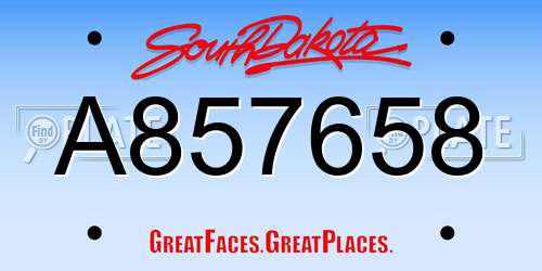 A857658 South Dakota License Plate