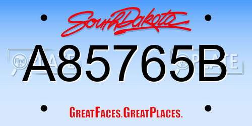 A85765B South Dakota License Plate