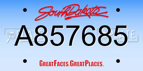 A857685 South Dakota License Plate