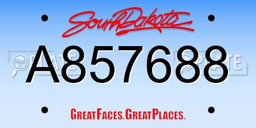A857688 South Dakota License Plate
