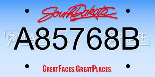 A85768B South Dakota License Plate