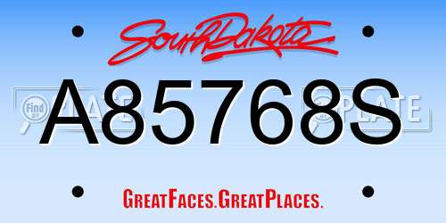 A85768S South Dakota License Plate