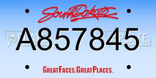 A857845 South Dakota License Plate