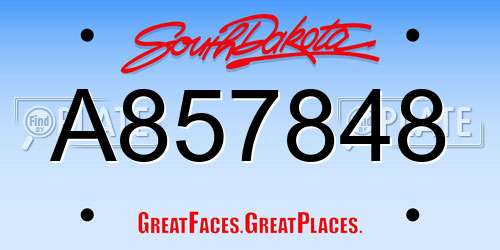 A857848 South Dakota License Plate