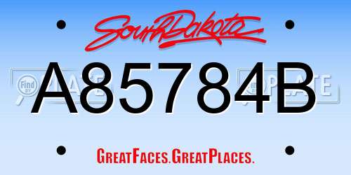 A85784B South Dakota License Plate